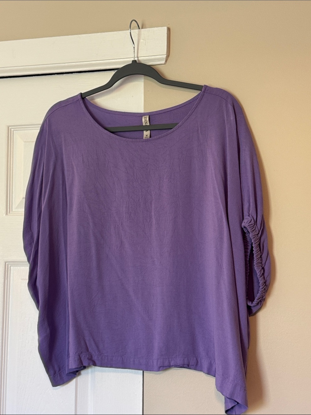 Zenana Purple Elastic-Sleeve Top